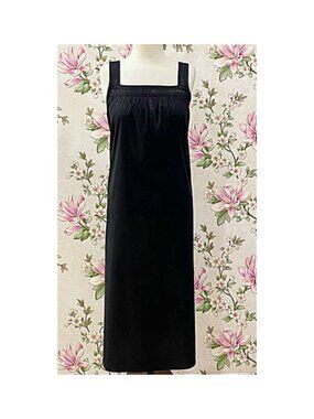 SoieRose 100% Cotton Black Vintage-Inspired Victorian Nightgown - Maxi Nightgown